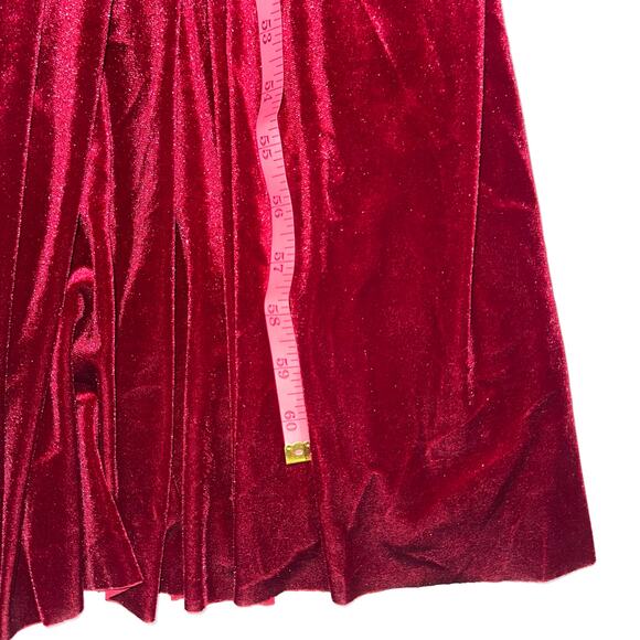 Two Birds New York Red Velvet Long Sleeve Wrap Maxi Dress Size Medium - Picture 11 of 13